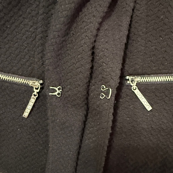 INC Black Textured Knit Waterfall Blazer w/ Rhinestone Zip Pockets Size M EUC - Picture 6 of 6